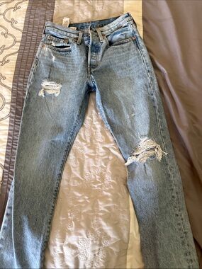 Levi's Light Blue Ripped Boyfriend Jeans